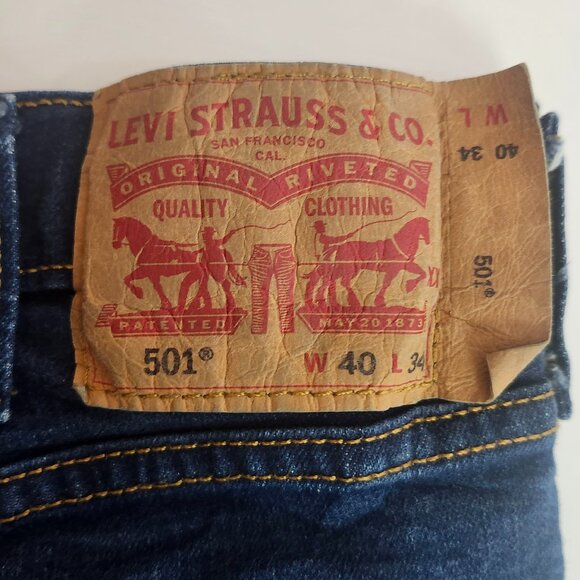 Levi’s 505 Regular Fit Jeans Women’s 40x34 | Dark Wash Straight Leg - Picture 2 of 8